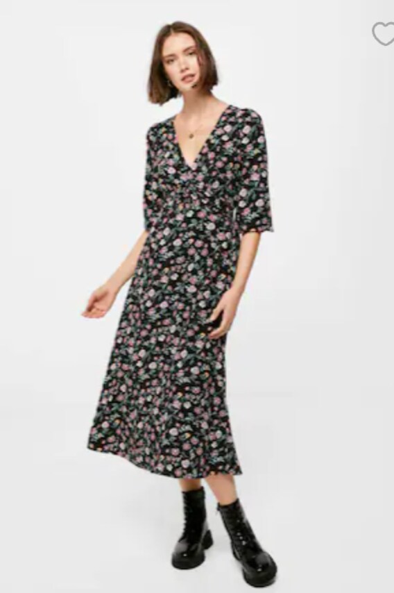 Floral Dress in black & green